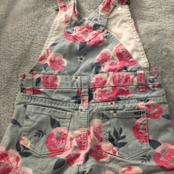 Size 18 Months Pink/Blue Lace Heart Overalls - Picture 2 of 6